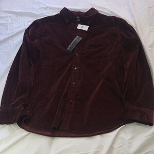 Men's Classic Burgundy Corduroy Shirt